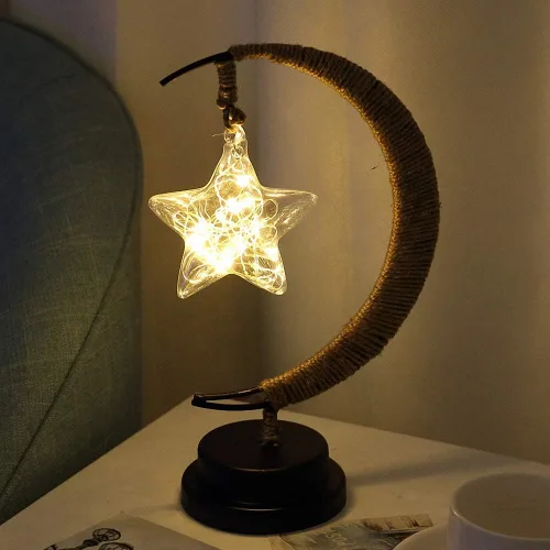 Miniatura 6 de Ulalaza Lámpara LED de alambre de cobre, adornos de hierro forjado, luz nocturna, dormitorio creativo, estilo nórdico, retro, decoración de viento