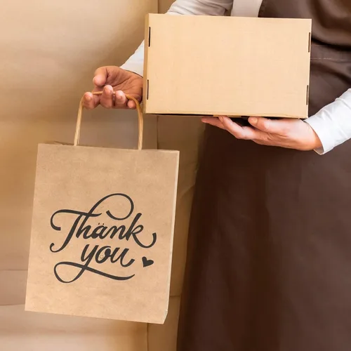 Miniatura 7 de bagmad Paquete de 100 Bolsas de Regalo de Papel Marrones Medianas de 8 x 4.75 x 10 pulgadas con Asas a Granel, Bolsas de Papel Kraft de marrón