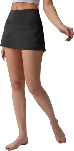 Miniatura 8 de Husnainna - Falda de tenis plisada de cintura alta con bolsillos, falda pantalón de golf para mujer, pantalones cortos incorporados