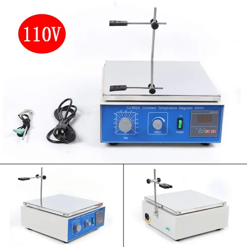 Miniatura 5 de Agitador magnético digital de placa caliente de 10L 300W, mezclador de laboratorio con calefacción termostática, velocidad ajustable de 0-1250 RPM
