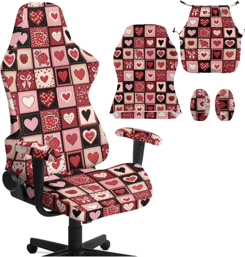 Miniatura 11 de Heart Gaming Chair Cover for Desk Chair Stretchy Armrest Covers Washable Ergonomic Office Seat Cover Dustproof Gaming Chairs Easy to Fit Home Office