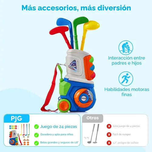 Miniatura 2 de PJG Juego de golf para niños pequeños, palos de golf de plástico para niños de 1, 2, 3, 4, 5 años con 4 palos de golf y 10 pelotas, juguetes de golf