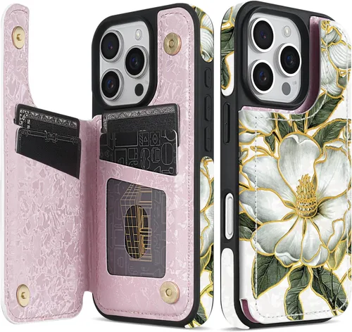 Miniatura 21 de NNH Funda tipo cartera compatible con iPhone Xs Max con bloqueo RFID, ranuras para tarjetas, folio de piel sintética, función atril, doble cierre