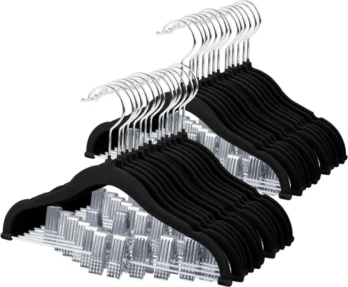 ManGotree Perchas de terciopelo para bebé de 11.8 pulgadas con clips movibles, perchas de fieltro antideslizantes para niños, perchas de ropa