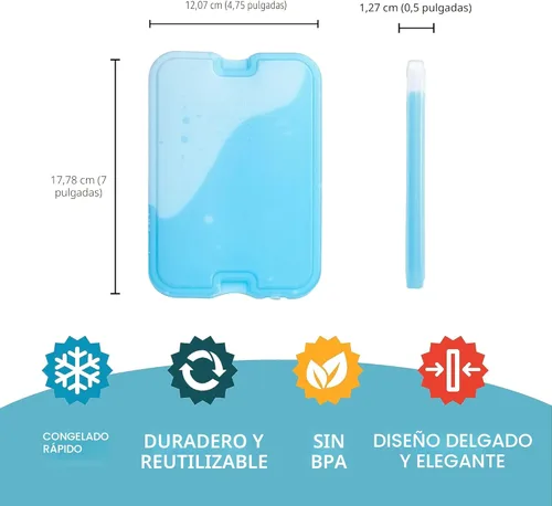 Miniatura 3 de Cool Coolers by Fit & Fresh 4 Pack XL Slim Ice Packs, Quick Freeze Space Saving Reusable Ice Packs for Lunch Boxes or Coolers Multi (paquete de 8)