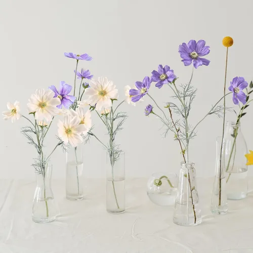 Miniatura 5 de Flores artificiales para decoración, flores de seda Calliopsis de tallo largo, centros de mesa, decoración, ramo de flores falsas, Coreopsis Morado