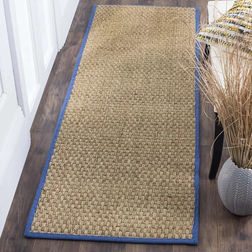 Miniatura 119 de Safavieh Natural Fiber NF114P - Alfombra redonda de hierba marina, tejido de canasta, con borde, de 244 cm, color gris Natural/ gris