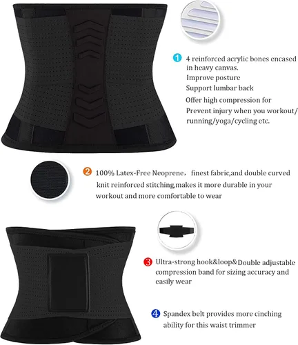 Miniatura 5 de VENUZOR Cinturón de entrenamiento de cintura para mujer – Faja reductora de cintura – Cinturón adelgazante – Cinturón deportivo (grado UP)