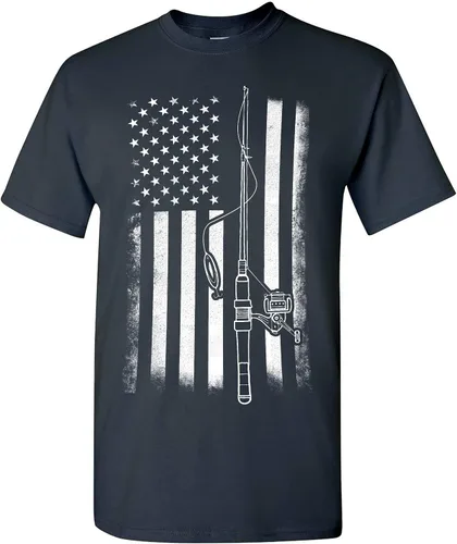 Camiseta de pesca con bandera americana, divertidas camisas de pesca para hombre, camisetas gráficas para hombre