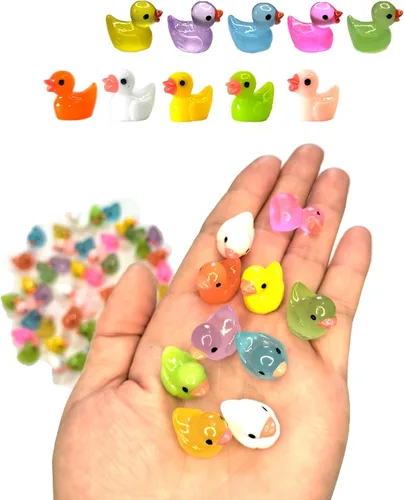 Miniatura 3 de Cidinge 100 piezas Mini patos luminosos y patos de resina para decoración de micro jardín y casa de muñecas
