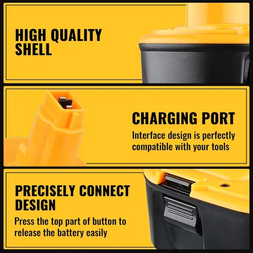 Miniatura 4 de Paquete de 2 baterías de repuesto de 4.8 Ah 18 V DC9096 para baterías Dewalt de 18 voltios y compatible con cargadores de herramientas eléctricas