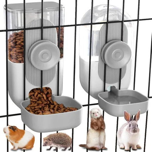 Kenond Dispensador Automático Colgante de Alimentos y Agua, Botella de Agua para Conejos y Conejillos de Indias de 35oz, Comedero para Conejos,