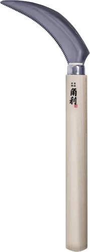 KAKURI Herramienta de jardín japonesa de hoz de 4.7 pulgadas [hoja dentada] fabricada en Japón, desbrozadora manual de jardín para eliminación de