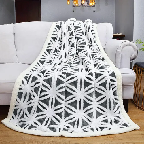 Miniatura 5 de LOMAO – Manta de vellón sherpa, suave y mullida de doble faz para sillón, sofá o cama (gris oscuro, 51 x 63 pulgadas)