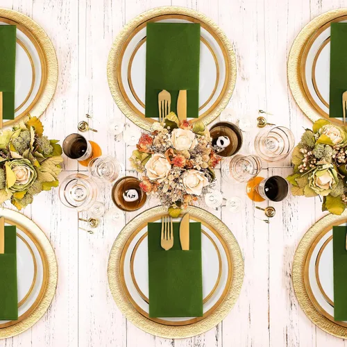 Miniatura 5 de KAMMAK Servilletas Desechables Verde Matcha con Bolsillo Tipo Tela Servilletas de Papel para Cena Paquete de 100 Plegadas Servilleta de Recepción