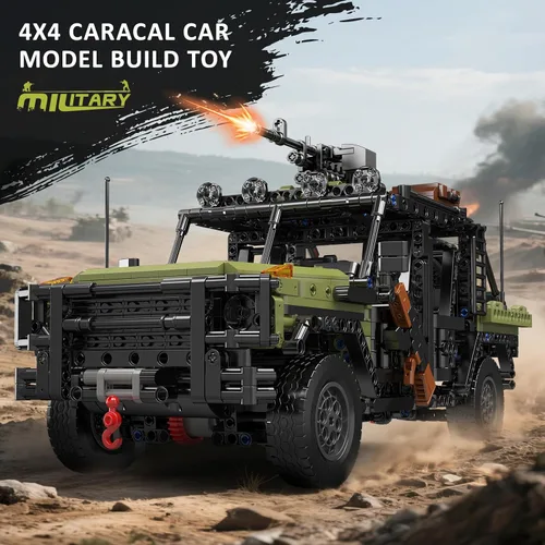 Miniatura 2 de Mould King Juego de construcción de camiones militares 20042, juguete para construir, automóvil todoterreno con control Romote, modelo militar