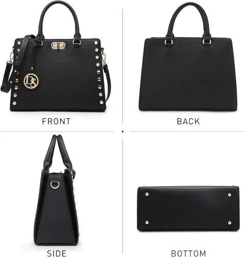 Miniatura 3 de Dasein - Bolso de hombro tipo satchel para mujer, tamaño mediano, con asa superior, bolso de trabajo, con cartera a juego, set de 2 piezas