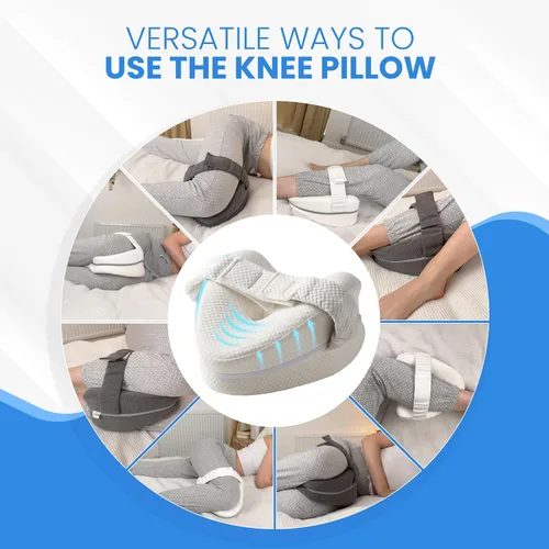 Miniatura 8 de Almohada de rodilla de espuma viscoelástica para personas que duermen de lado, dolor de cadera con correa ajustable, almohada entre las piernas