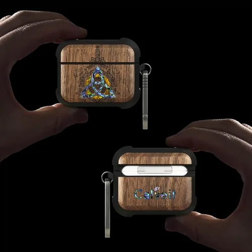 Miniatura 18 de Carveit Funda de madera para AirPods Pro de 2ª/1ª generación, grabado artístico de madera e incrustación hecha a mano, cubierta de TPU a prueba