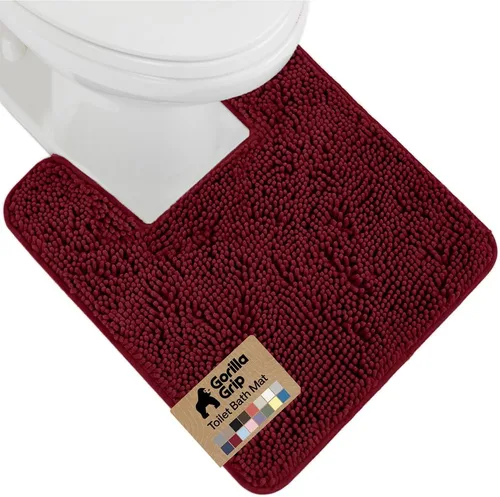 Miniatura 76 de Gorilla Grip - Tapete de baño afelpado, absorbente, peludo, de felpilla, para base de inodoro cuadrada, reverso de goma, suave, de microfibra, claro