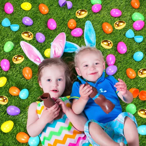 Miniatura 6 de 288 huevos de Pascua – 2.36 pulgadas de colores brillantes huevos de Pascua de plástico vacíos incluyen 18 huevos dorados perfectos para la caza