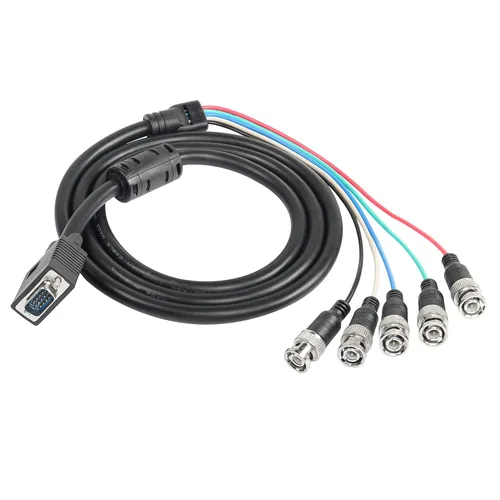 MEIRIYFA Cable adaptador VGA a BNC, HD15 VGA a 5 BNC RGBHV macho coaxial de alta resolución para HDTV Monitor Cable (negro)