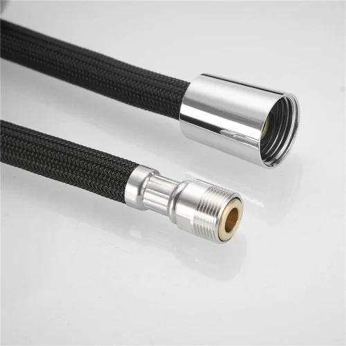 Miniatura 7 de Grifo desplegable para fregadero de baño de cocina de 1/2 pulgada IPS negro trenzado manguera de cabeza extraíble de 59 pulgadas o 59.1 in