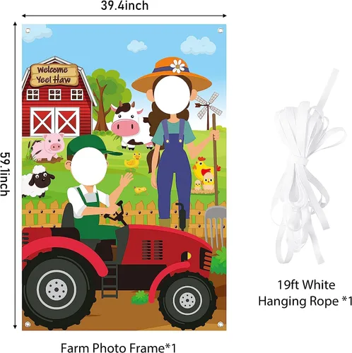 Miniatura 2 de Haooryx Accesorios para cabina de fotos de animales de granja, animales de granja, tela de satén grande, accesorios para cabina de fotos, telón
