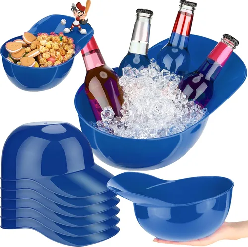 Miniatura 20 de Tanlade Casco de béisbol de plástico grande de 72 onzas, cuencos de béisbol, cuencos para aperitivos, helado, postre para trabajadores de Rojo