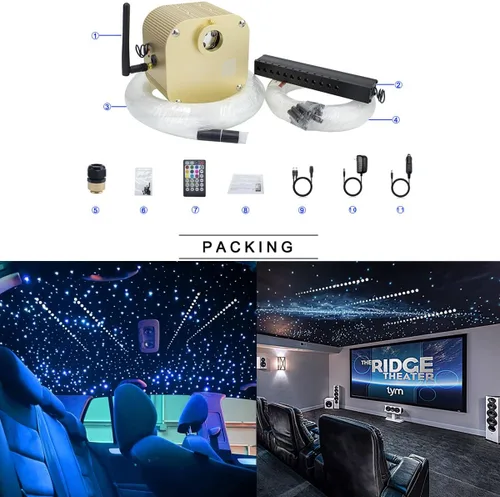 Miniatura 6 de AZIMOM Kit de iluminación de techo con luces de fibra óptica parpadeantes de 16W, control Bluetooth/App, efecto de estrella fugaz, modo de música
