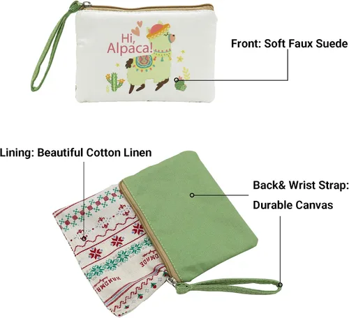 Miniatura 2 de Coin Purse Cosmetic Makeup Bag Cell Phone Purse Pouch with Wrist Strap, Gift for Women (Alpaca 1)
