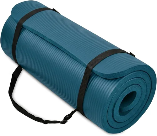 Miniatura 19 de BalanceFrom Yoga Mat, 1-Inch Extra Thick High Density Exercise Mat, Anti-Tear Exercise Yoga Mat with Carrying Strap, Suitable for Various Yoga Azul