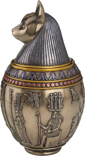 Miniatura 9 de Urna conmemorativa de gato bastet egipcio raro