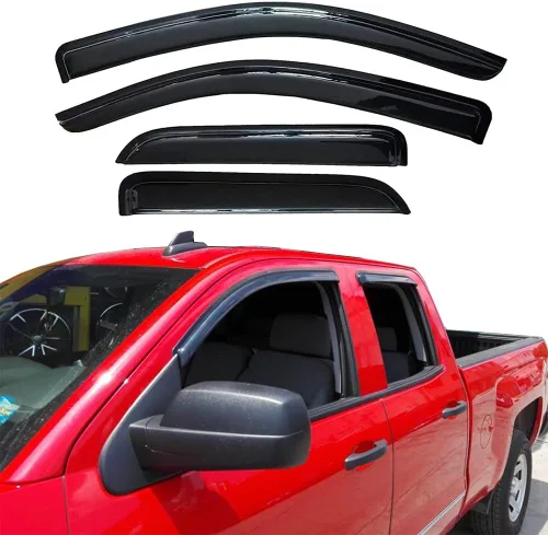 Miniatura 12 de Deflector de viento de ventana lateral para Chevy Silverado/GMC Sierra 1500, 2007-2014 2500HD/3500HD con cabina extendida, juego de 4 protectores