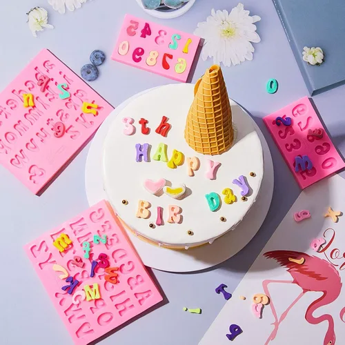 Miniatura 4 de Patelai 4 moldes de silicona para letras de chocolate, moldes de números de letras para el día de San Valentín, antiadherentes, fáciles de liberar 0