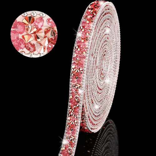 Miniatura 19 de Hicarer 3 yardas de cintas de diamantes de imitación de resina para boda, cinta autoadhesiva de diamantes de cristal, rollo de cinta de resina