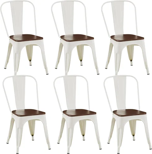 Miniatura 28 de Juego de 8 sillas de comedor de metal, sillas apilables estilo tolix con respaldo, diseñadas para el comedor diario, en interiores, cocina y comedor