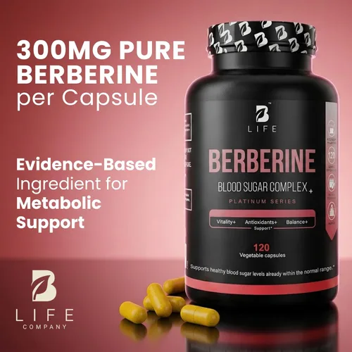 Miniatura 6 de B Life Company Suplemento de berberina 300 mg - Metabolismo del suplemento del complejo de berberina - 120 cápsulas vegetales (60 porciones)