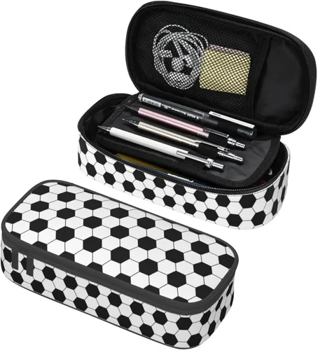 Miniatura 11 de Estuche de lápices con textura de pelota de fútbol americano, bolsa de almacenamiento de gran capacidad, bolsas de papelería con cremallera, soporte