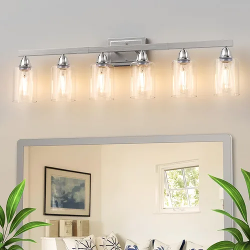 Miniatura 11 de VOLISUN Accesorios de iluminación de baño de níquel cepillado, 3 luces de cambiador de baño sobre espejo, luces de cambiador modernas para baños