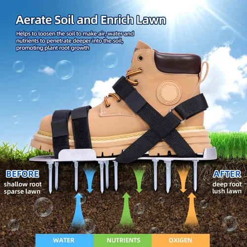 Miniatura 2 de Ohuhu Zapatos aireadores de césped para vidrio: zapatos de aireación de instalación libre con pala de acero inoxidable, sandalias de aireación