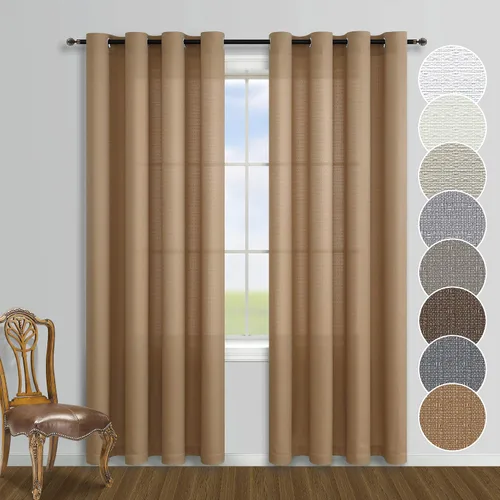 Miniatura 14 de KOUFALL - Cortinas transparentes con aspecto de lino