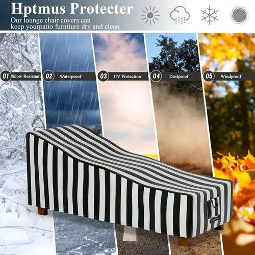 Miniatura 4 de Fundas para tumbonas de patio al aire libre, impermeables, resistentes, 64 pulgadas de largo x 28 pulgadas de ancho x 30 pulgadas de alto, rayas