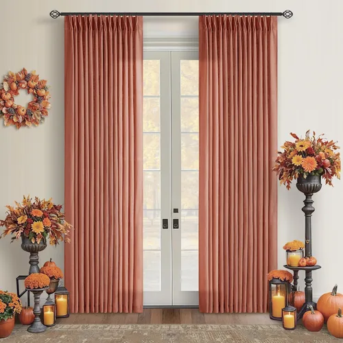 Miniatura 124 de Cortinas de lino natural con pliegues fruncidos de 120 pulgadas de largo para sala de estar, cortinas plisadas con ganchos y lengüeta trasera