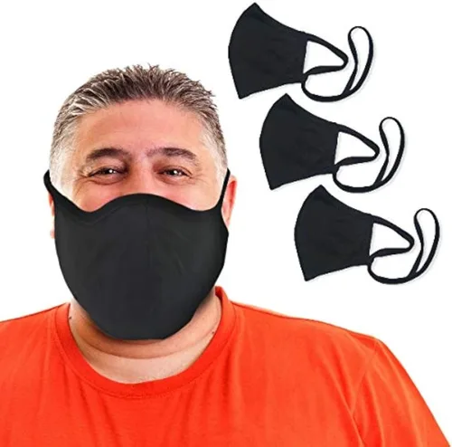 Miniatura 11 de Mascarilla para adulto grande/XL (extra grande), mascarilla de punto de algodón con filtro y tira ajustable Talla XL - Negro/Azul/Gris -Paquete de 3