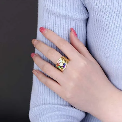 Miniatura 5 de AILIN Anillos personalizados con piedra natal para mujer, plata de ley 925, anillo personalizado con nombre, abuela, día de la madre, regalo