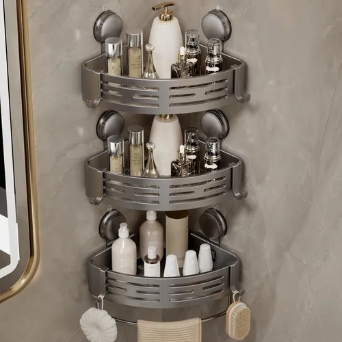 Miniatura 10 de VOLPONE Organizador de Ducha Esquinero con Ventosa Estante de Ducha Esquinero Sin Perforaciones Organizador de Ducha para Baño Estante