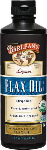 Miniatura 8 de Barlean's Lignan Aceite de linaza de semillas de lino prensadas en frío, 7,230 mg de ácidos grasos ALA Omega-3 para mejorar la salud del corazón