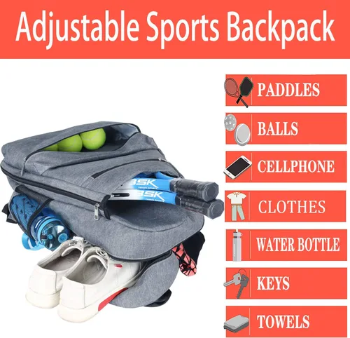 Miniatura 5 de ACOSEN Bolsa de Tenis Mochila de Tenis - Bolsas de Tenis Grandes para Mujeres y Hombres para Sostener Raqueta de Tenis, Palas de Pickleball, Raqueta