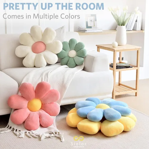 Miniatura 3 de Sioloc - Almohada en forma de flor - Cojín para las nalgas y cojín de asiento, bonita decoración de habitación y almohada de felpa para dormitorio